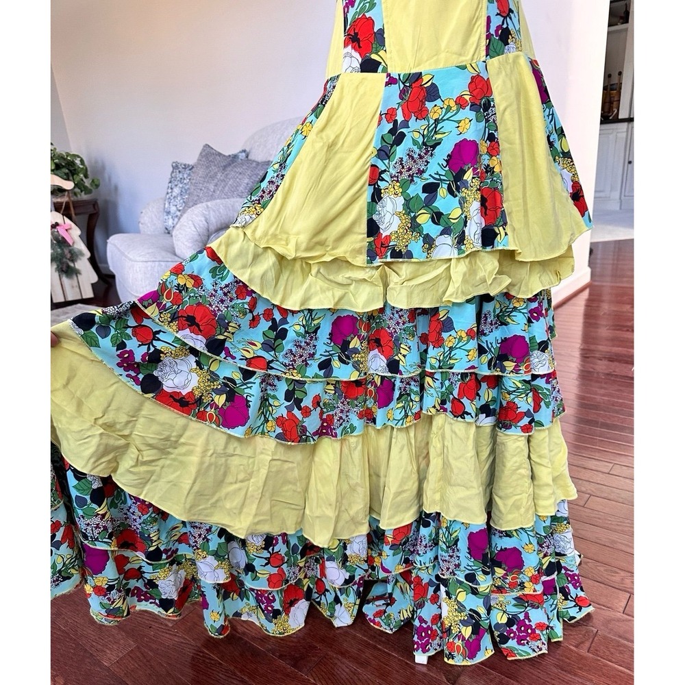 Nuvula Strappy Black Lime Floral Unique Cutout Pattern High Low Dress‎ - Picture 5 of 12